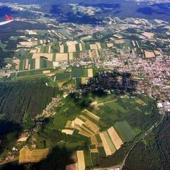 Flugwegposition um 14:11:17: Aufgenommen in der Nähe von Gemeinde Pinkafeld, Pinkafeld, Österreich in 1843 Meter